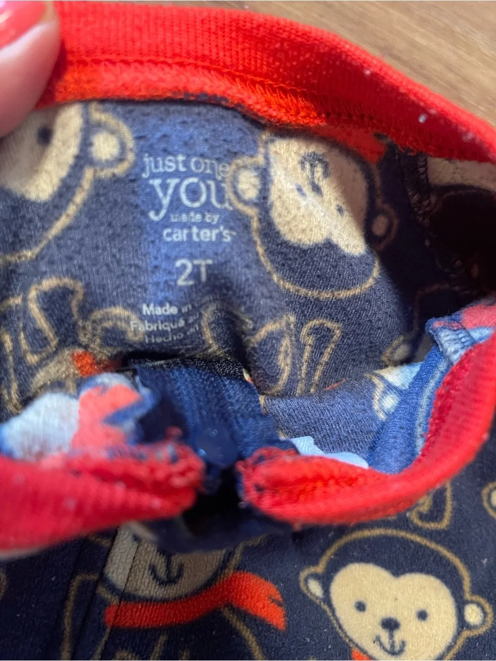 Carter's Navy Monkey Print Footed Pajamas